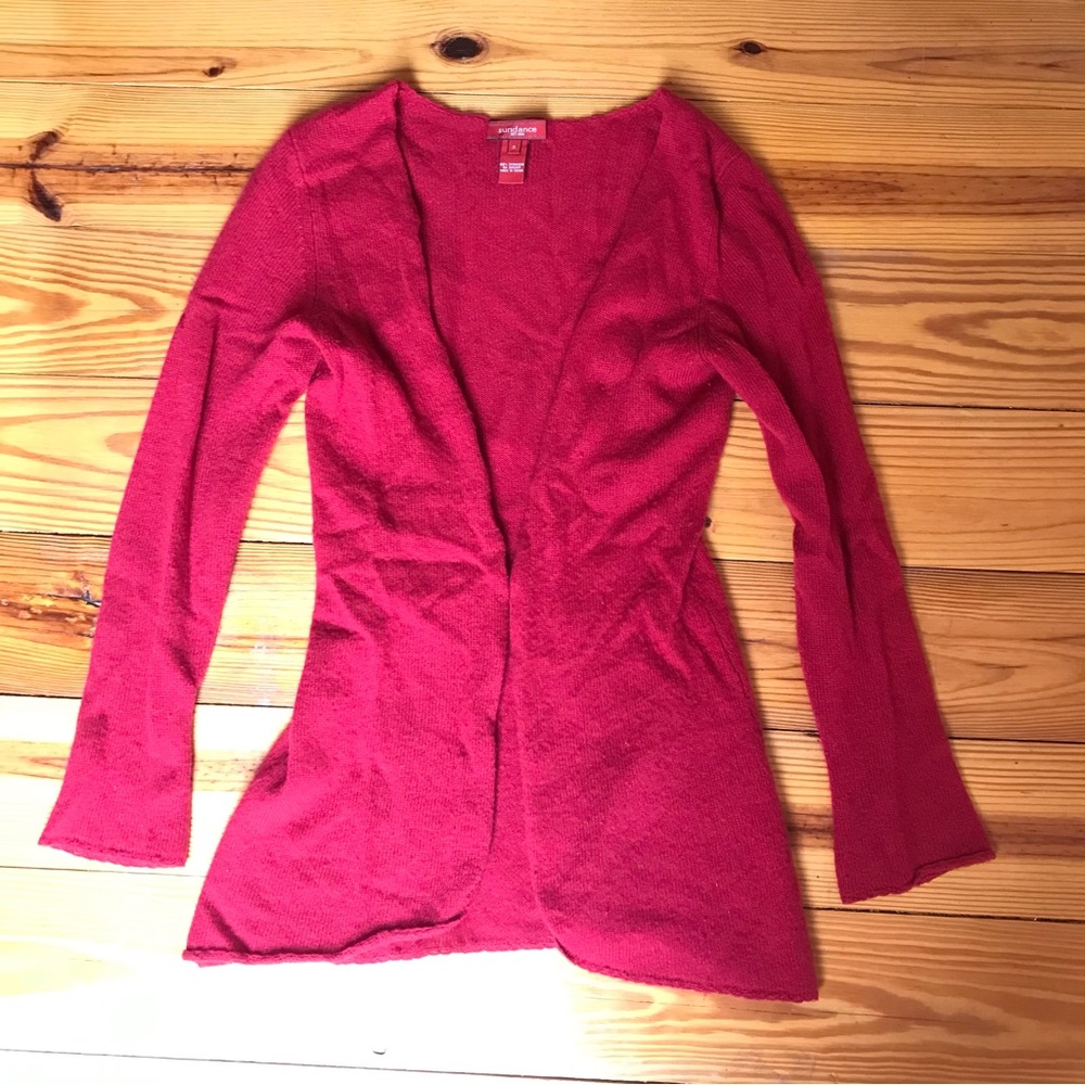 Sundance Red Cashmere Cardigan, EUC, S